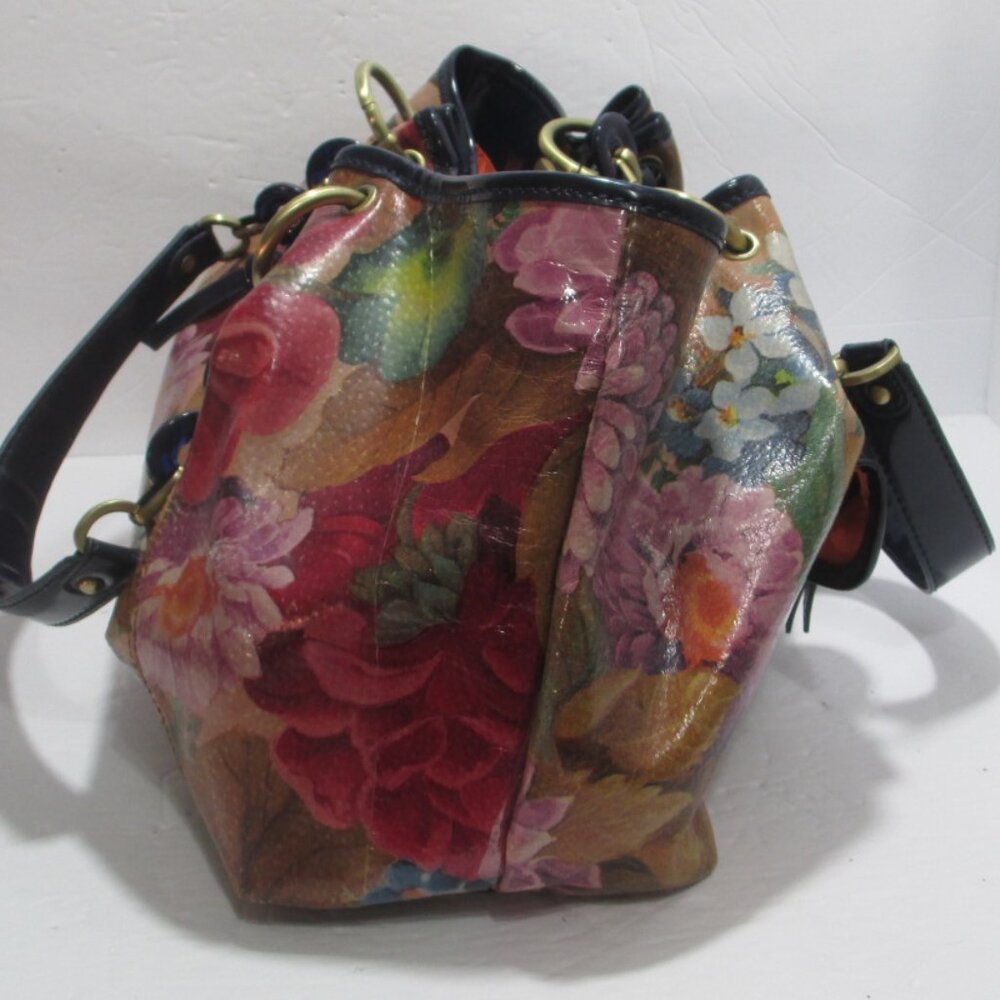 VTG Sharif Originals Floral Patent Leather Handbag Shoulder Bag Purse 14x9x6 - Picture 6 of 13